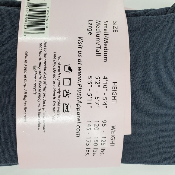 NWT Plush brand charcoal grey fleece line tights L - Picture 4 of 7